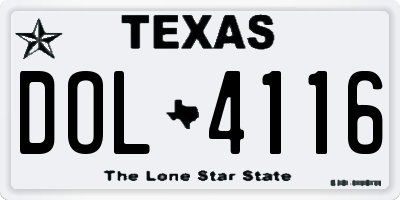 TX license plate DOL4116