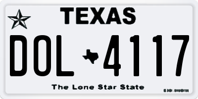 TX license plate DOL4117