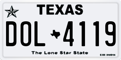 TX license plate DOL4119