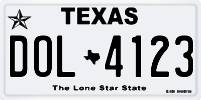 TX license plate DOL4123
