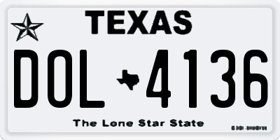 TX license plate DOL4136