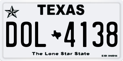 TX license plate DOL4138