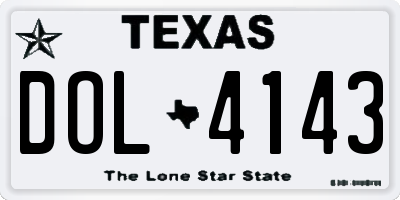TX license plate DOL4143