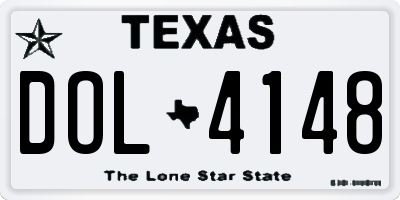 TX license plate DOL4148