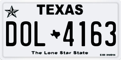 TX license plate DOL4163
