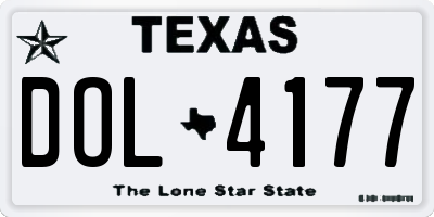 TX license plate DOL4177