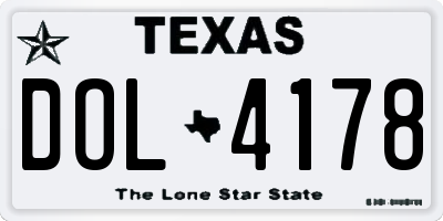 TX license plate DOL4178