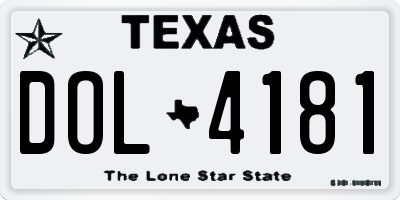 TX license plate DOL4181