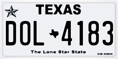 TX license plate DOL4183