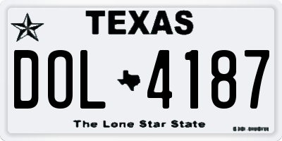 TX license plate DOL4187