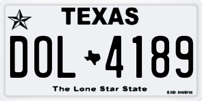 TX license plate DOL4189