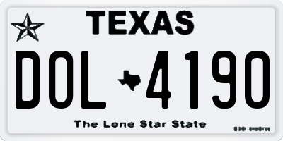 TX license plate DOL4190