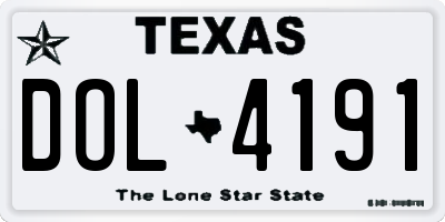 TX license plate DOL4191
