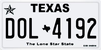 TX license plate DOL4192