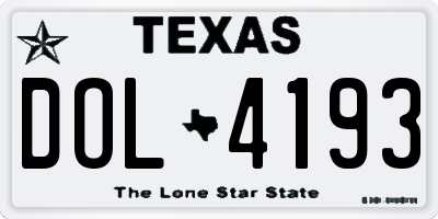 TX license plate DOL4193