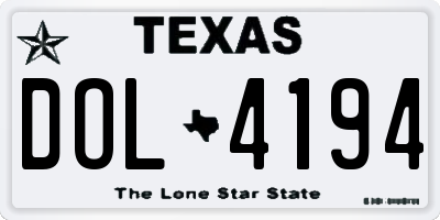 TX license plate DOL4194