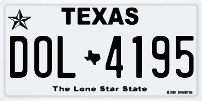 TX license plate DOL4195