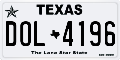 TX license plate DOL4196