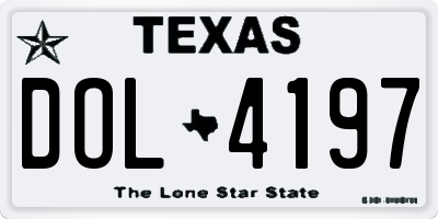 TX license plate DOL4197