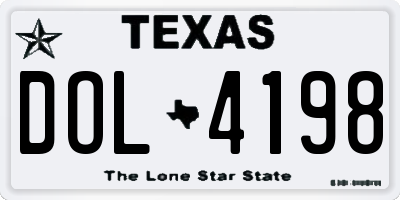 TX license plate DOL4198