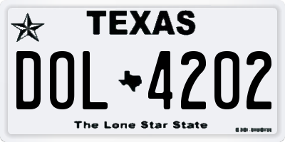 TX license plate DOL4202