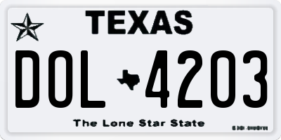 TX license plate DOL4203