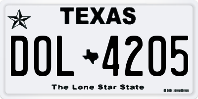 TX license plate DOL4205