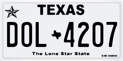 TX license plate DOL4207