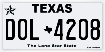 TX license plate DOL4208