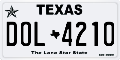 TX license plate DOL4210