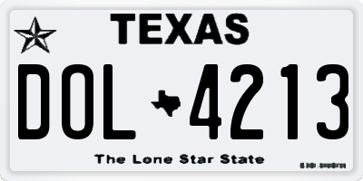 TX license plate DOL4213