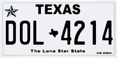 TX license plate DOL4214