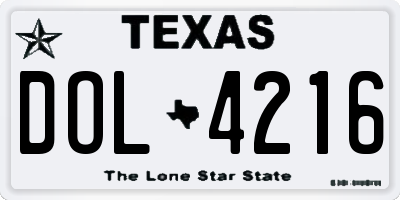 TX license plate DOL4216