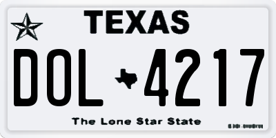 TX license plate DOL4217
