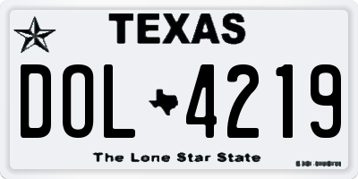 TX license plate DOL4219