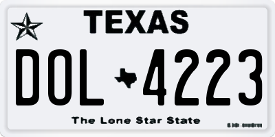 TX license plate DOL4223