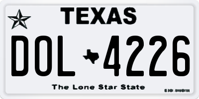 TX license plate DOL4226