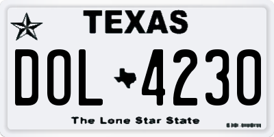 TX license plate DOL4230