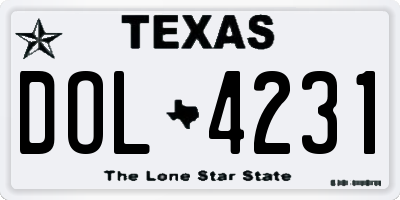 TX license plate DOL4231