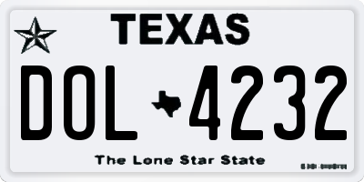TX license plate DOL4232