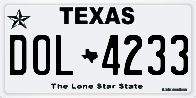 TX license plate DOL4233
