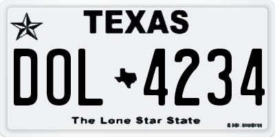 TX license plate DOL4234