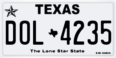 TX license plate DOL4235