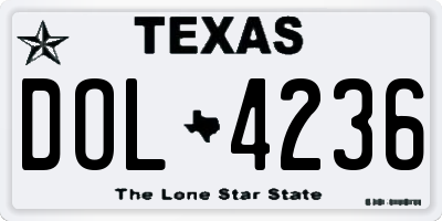 TX license plate DOL4236