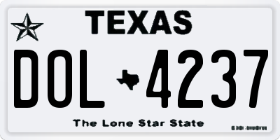 TX license plate DOL4237