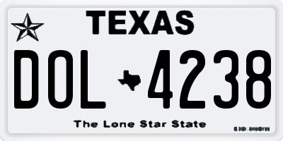 TX license plate DOL4238
