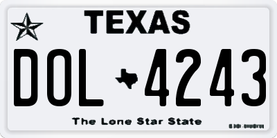 TX license plate DOL4243
