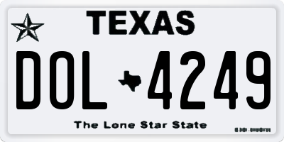 TX license plate DOL4249