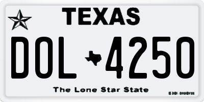 TX license plate DOL4250
