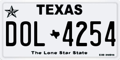 TX license plate DOL4254